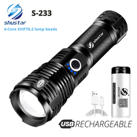 Quad-core LED Flashlight With XHP70.2 Lamp Bead Tactical Torch Waterproof 5 Lighting modes Zoomable Camping Hunt light