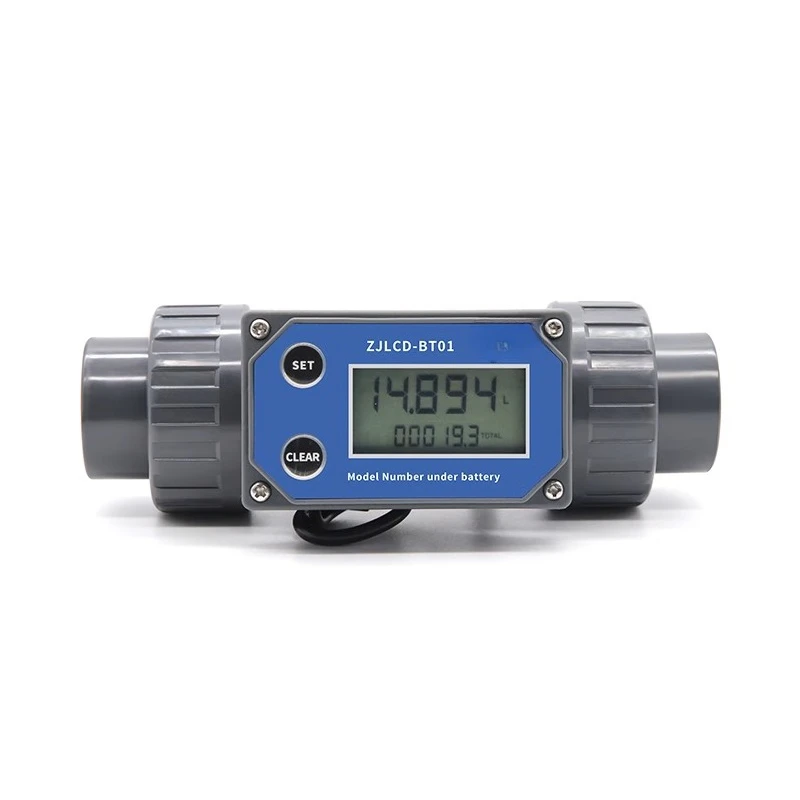 Digital Turbine Flow Meter Electronic LCD Display Flowmeter Liquid Water Gauge for Farm/Garden Irrigation DN25-DN80 PVC Pipe