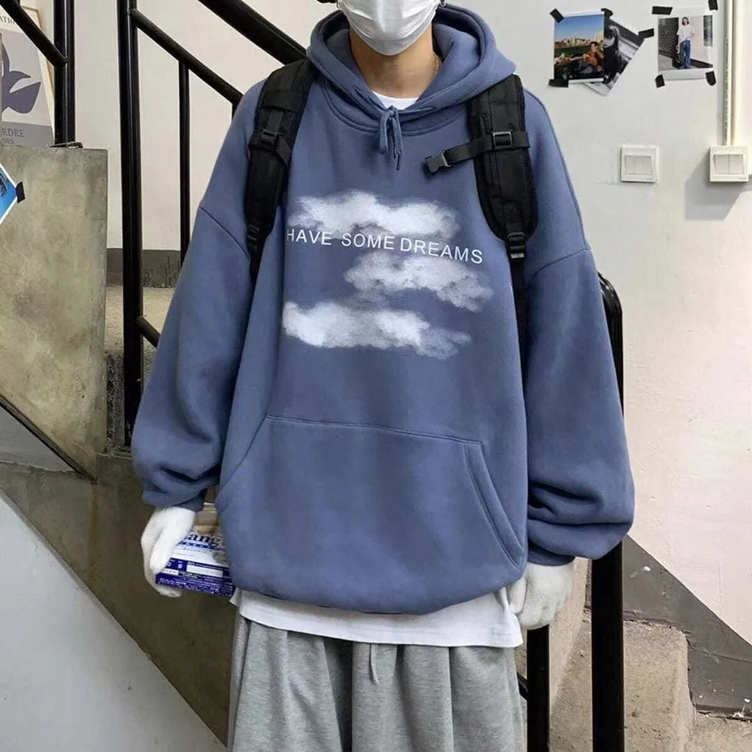 

Мужская толстовка с капюшоном и шапкой, зимняя, для отдыха, свободного кроя, ультралегкая, шерстяная, осенняя, с круглым вырезом, защитная, в стиле 2000-х, синяя, на молнии