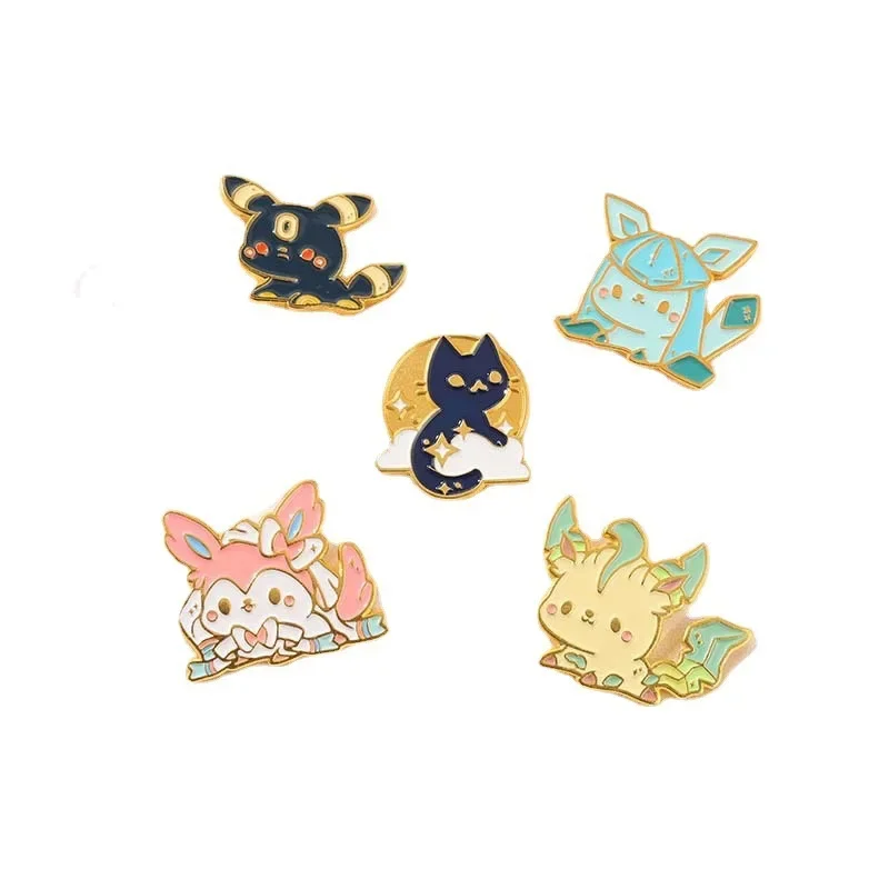 New Pokemon Badges Anime Eeveelution Cute Enamel Pin Backpack Brooch Accessories Kawaii Eevee Jolteon Decoration Kids Gift Toys