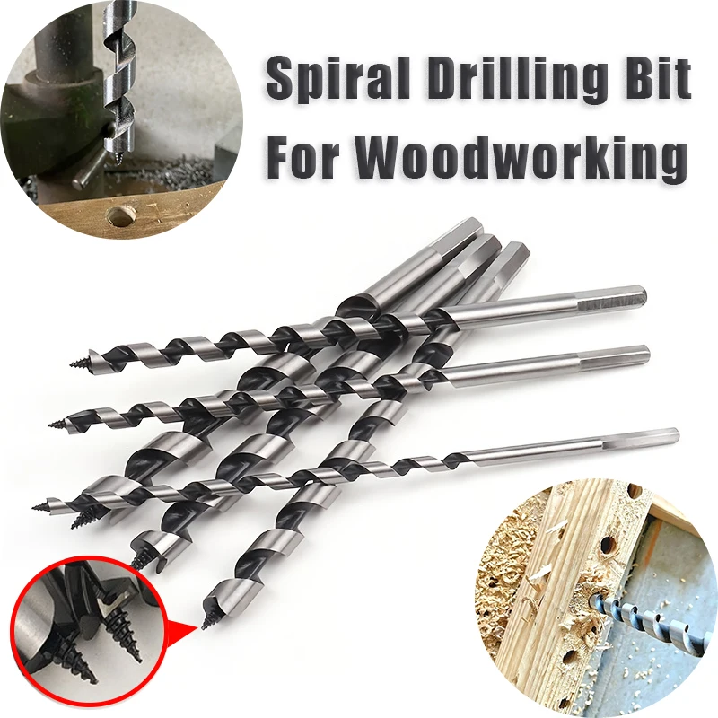 6Pcs Carbon Steel Spiral Drill Bit Set Self-Positioning Twist Drilling Bit with Hexagonal Handle For Woodworking Opening Hole