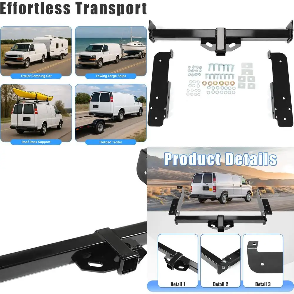 

Class 3 Trailer Hitch Compatible with 1996-2023 Chevrolet Express 1500 2500 3500 GMC Savana 1500 2500 3500 2 Inch Towing Receive
