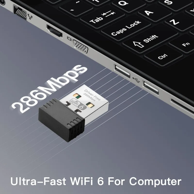 Mini USB WiFi 6 Adapter AX286 2.4GHz Free Driver USB Network Card 802.11ax for Win7/10/11 Computer OS Wi Fi Receptor