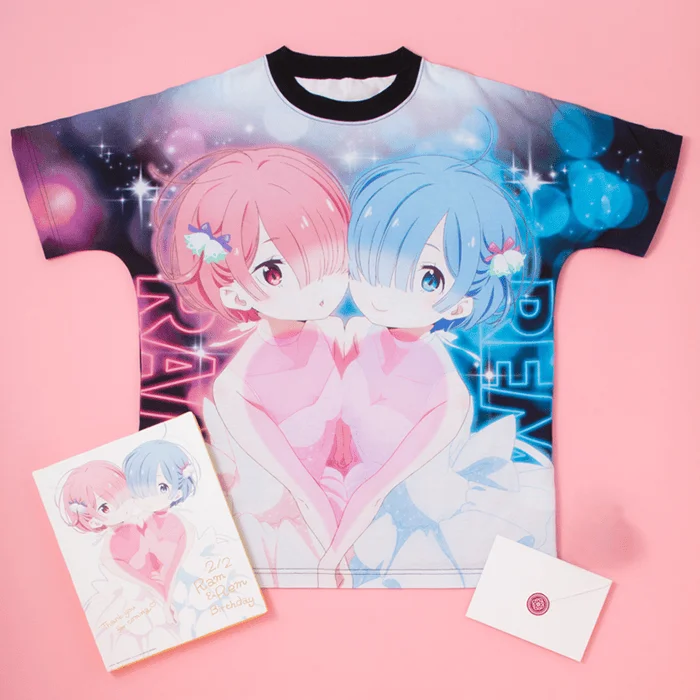 New Ram Rem Anime T-shirt # Starting From Scratch in A Different World # Men's and Women's Plus Size Loose Short Sleeved Shirt