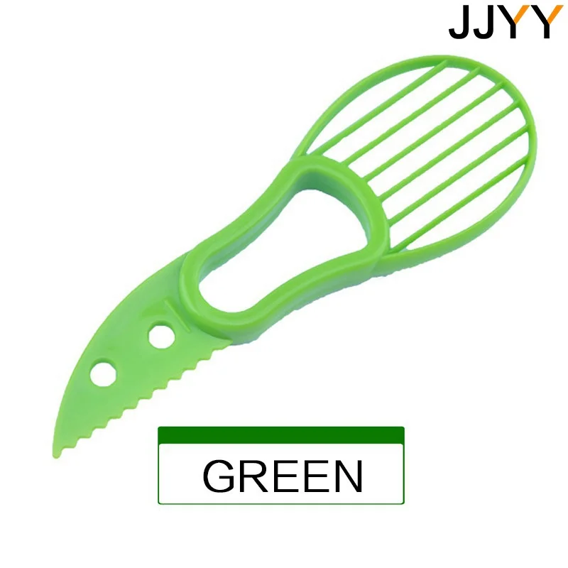 JJYY 3-in-1-Avocado-Schneider, Shea-Entkerner, Butter, Obstschäler, Fräser, Zellstofftrenner, Kunststoffmesser, Küchen- und Gemüsewerkzeuge
