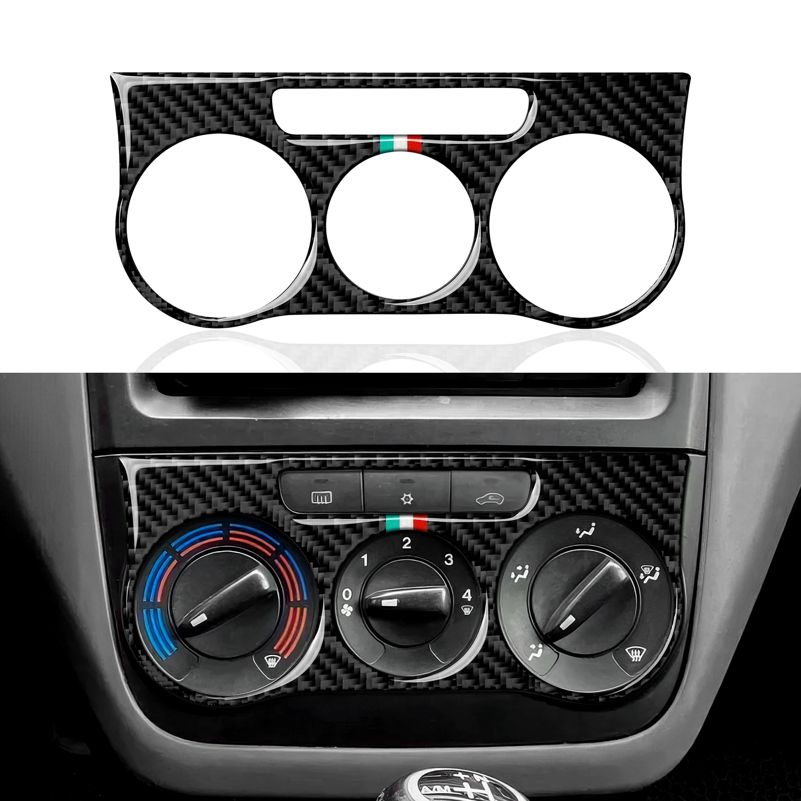 Painel de Ajuste de Clima do Console Central do Carro. Adesivo de Fibra de Carbono para Interior. Acessórios para Fiat Abarth Grande Punto 199 (2005-2010)