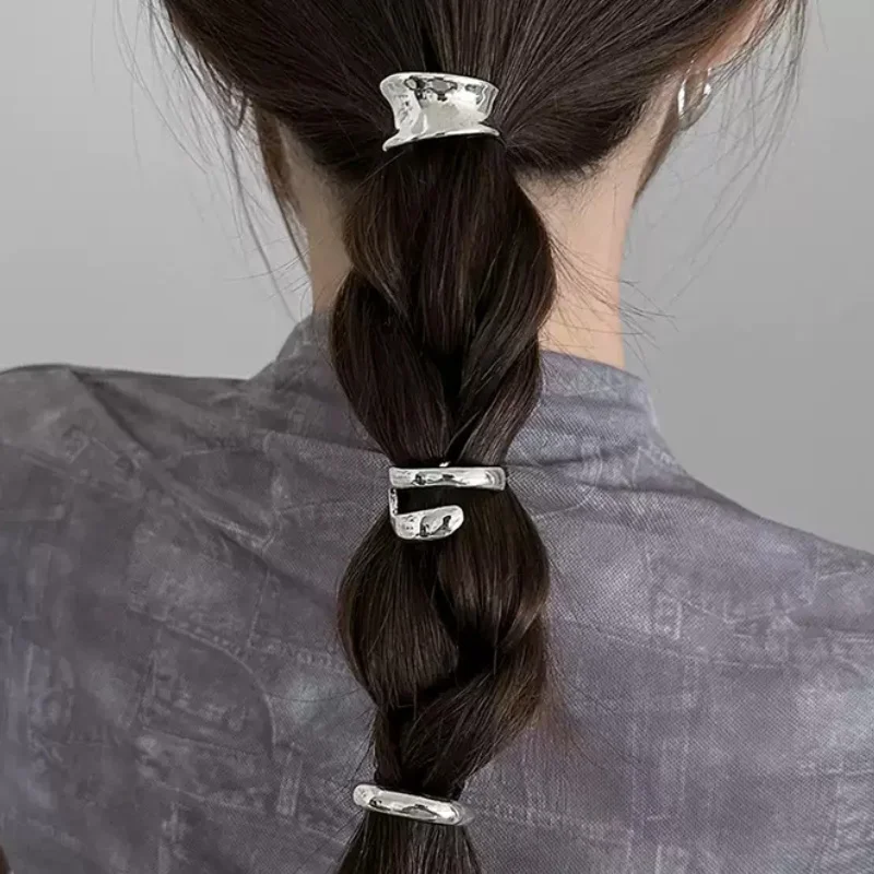 

Silver Color Chic Metal Smooth Hair Clips Simple Geometric Hairpin Low Ponytail Hair Claws Women Girls Fashion Hair Accessories