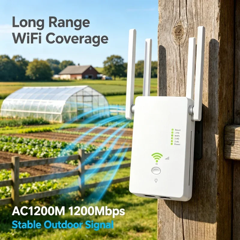 5G Dual Band AC1200 Wireless Signal Booster 1200Mbps WiFi Extender Router AP 802.11AC Long Range