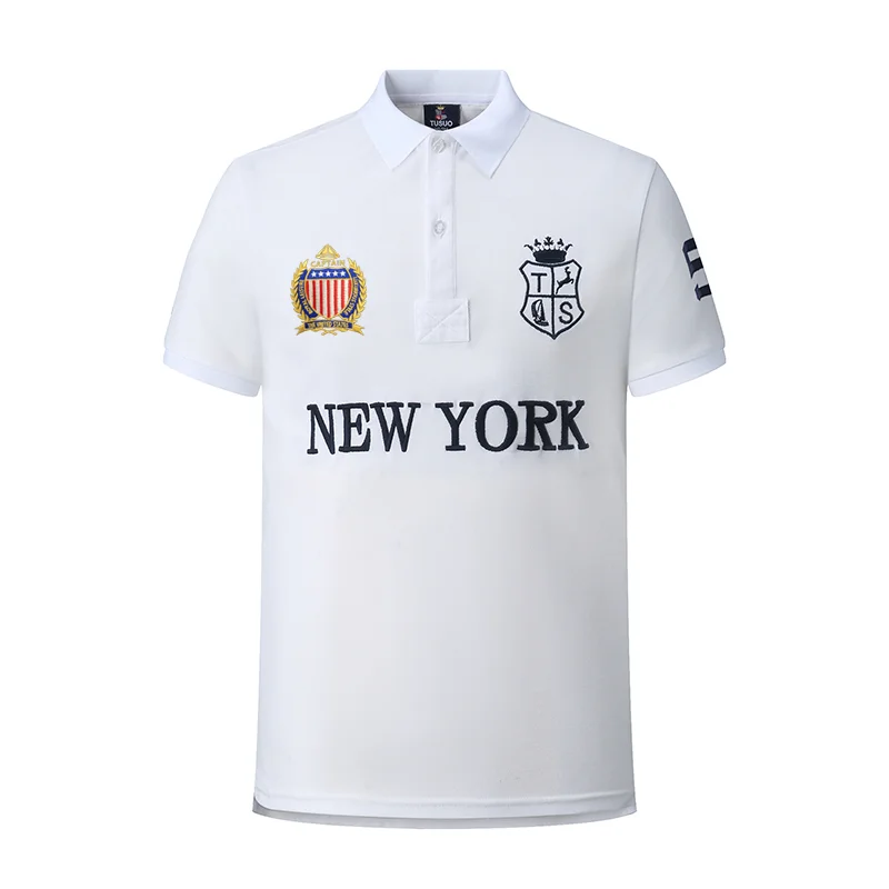 Men\'s polo shirt USA New York Royal short casual  sport party high-end cotton embroidery luxury contrast color original design