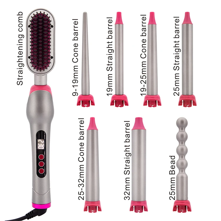 Ulelay New Automatic Mini Wave Hair Crimper Curler Set Interchangeable Hair Straighner Crimper and Curler