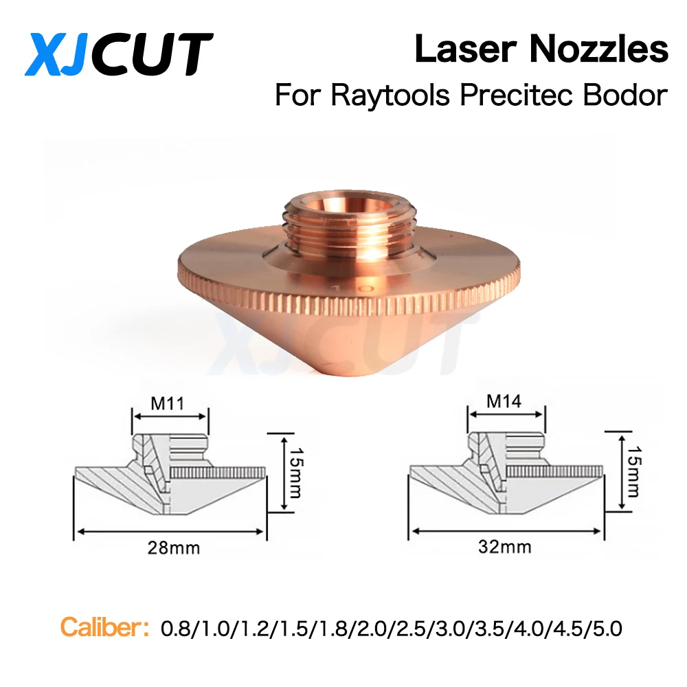 XJCUT Laser Nozzle D28/D32mm Single/Double layer nozzle Caliber 0.8-5.0mm For Raytools WSX Bodor Precitec Co2 Laser Cutting Head