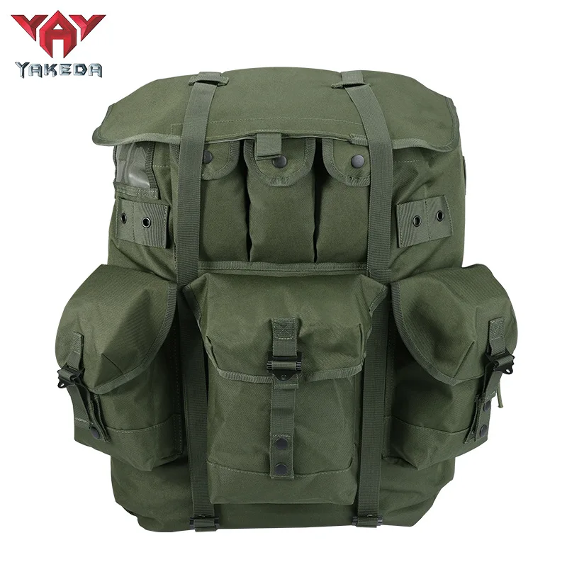 YAKEDA Military Tactical Backpack With Iron Shelf Frame Army Combat Rucksack Men Outdoor Hiking Camping Storage Bag 600D Nylon