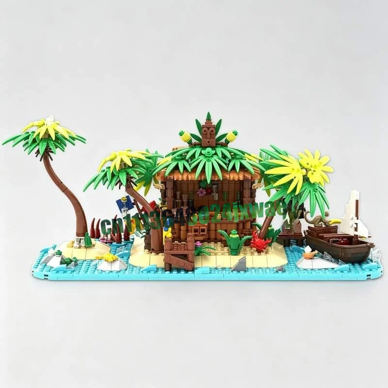 881-pezzi-moc-bar-pirata-sulla-spiaggia-tropicale-diorama-creativo-mattoncini-da-costruzione-giocattolo-da-collezione-espositivo-regalo-educativo
