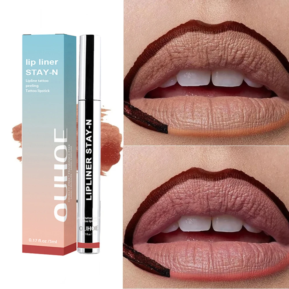 Peel Off Lip Liner Matte Lipstick Natural Non-stick Cup Tattoo Wodoodporny Długotrwały Seksowny Czerwony Kontur Usta Kosmetyki do makijażu