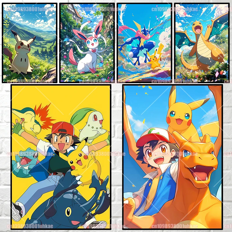 

Anime Pokemon Canvas Painting Moltres Suicune Gyarados Darkrai Posters and Comic Style Wall Art Pictures Home Decor Oil Painting