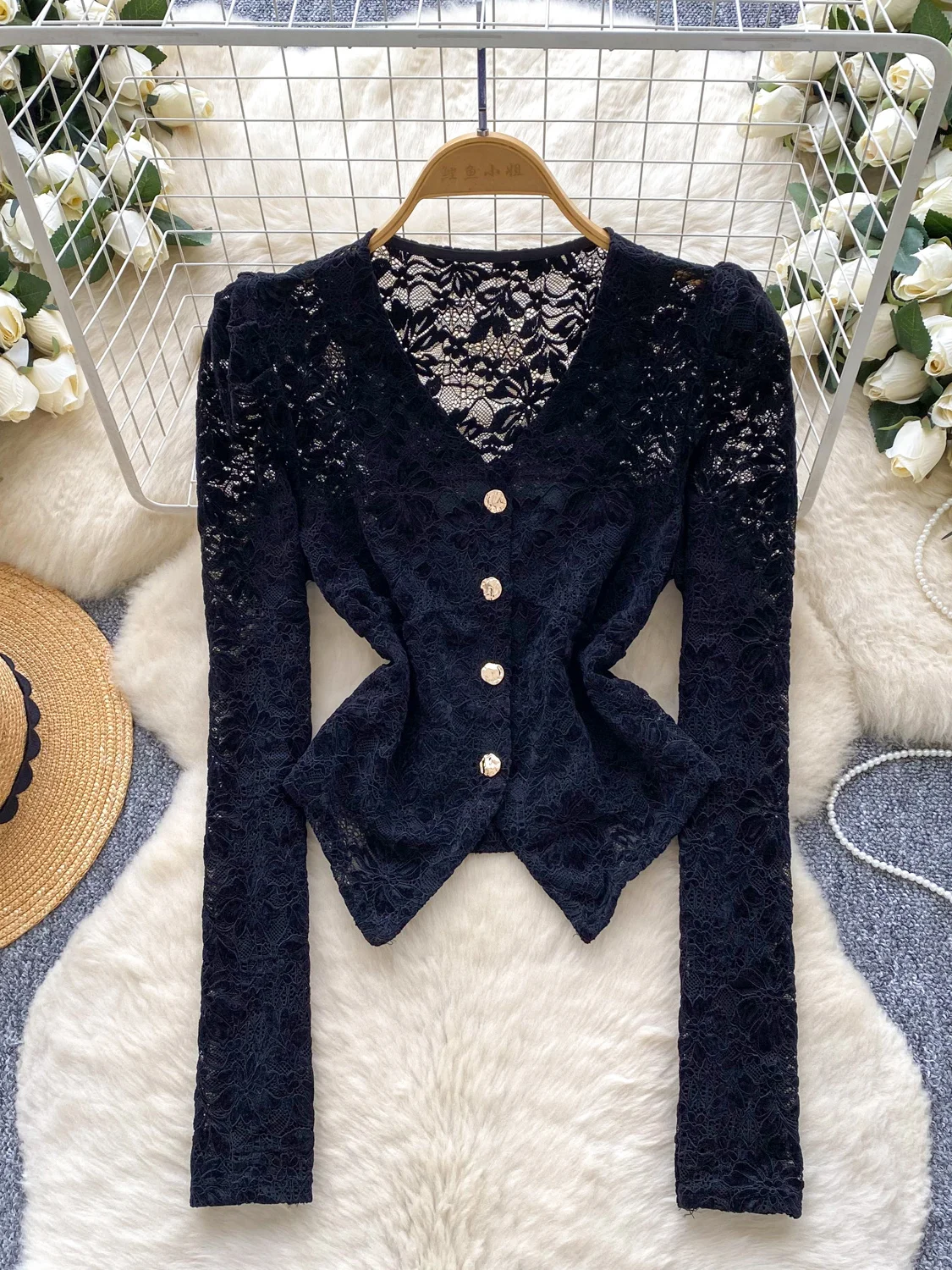 قمصان وبلوزات دانتيل بنية اللون برقبة على شكل حرف v عتيقة 90s جمالية أنيقة Y2k 2000s قميص طويل الأكمام ملابس ربيع الخريف 2025