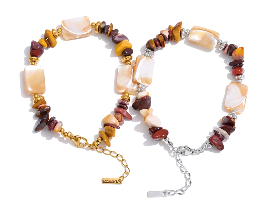 Yhpup Edelstahl Naturstein Muschelketten-Armband 2026 Sommer Mode Perlen Handgefertigter Handgelenkschmuck Geschenk Wasserdicht – Detail 2