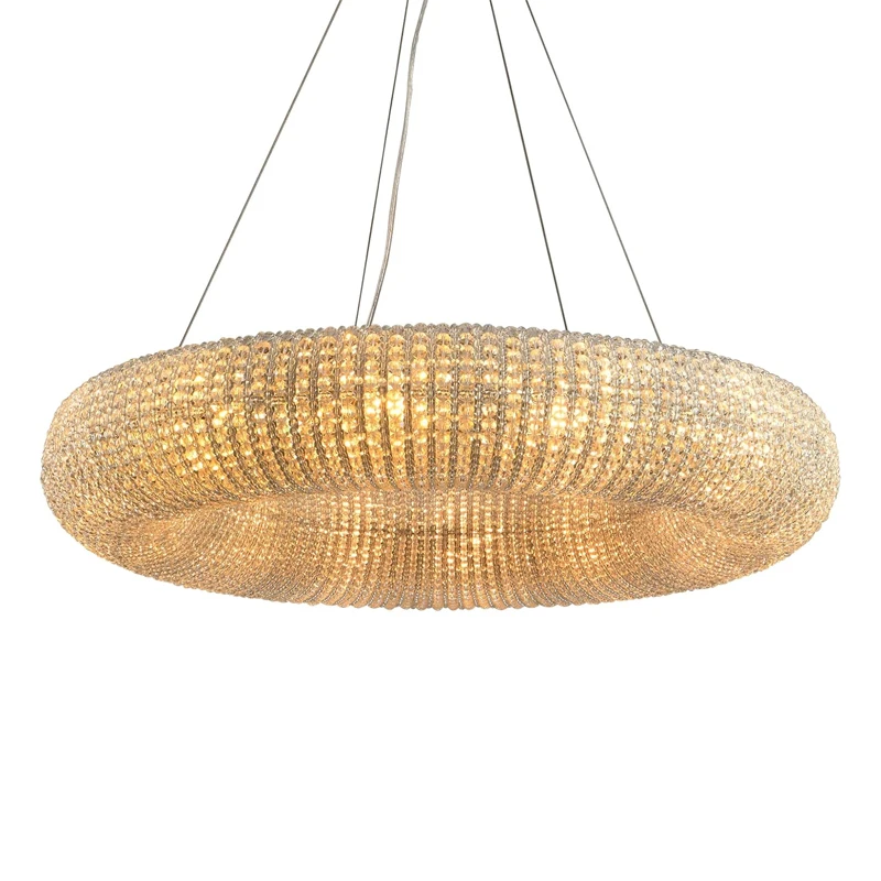 

Living Room Modern Luxury Round Lamps Led Gold Crystal Lighting Pendant Lights For Cofeshop Decoration Ring Big Chandeliers