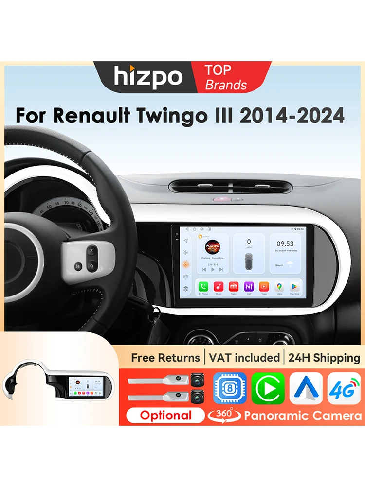 Hizpo Bluetooth-Autoradios für Renault Twingo Ⅲ 2014 - 2024 Multimedia-Player Autoradio GPS-Navigation Wireless Carplay 2din 4G