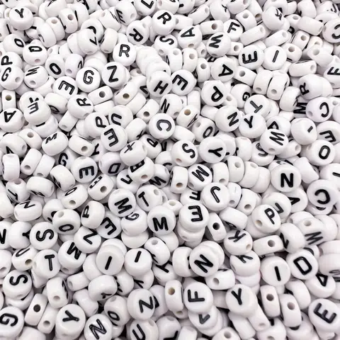 50-200pcs/lot 4x7mm White Round A-Z Alphabet Acrylic Letter Beads Loose Spacer For Jewelry Making DIY Bracelets Accessories