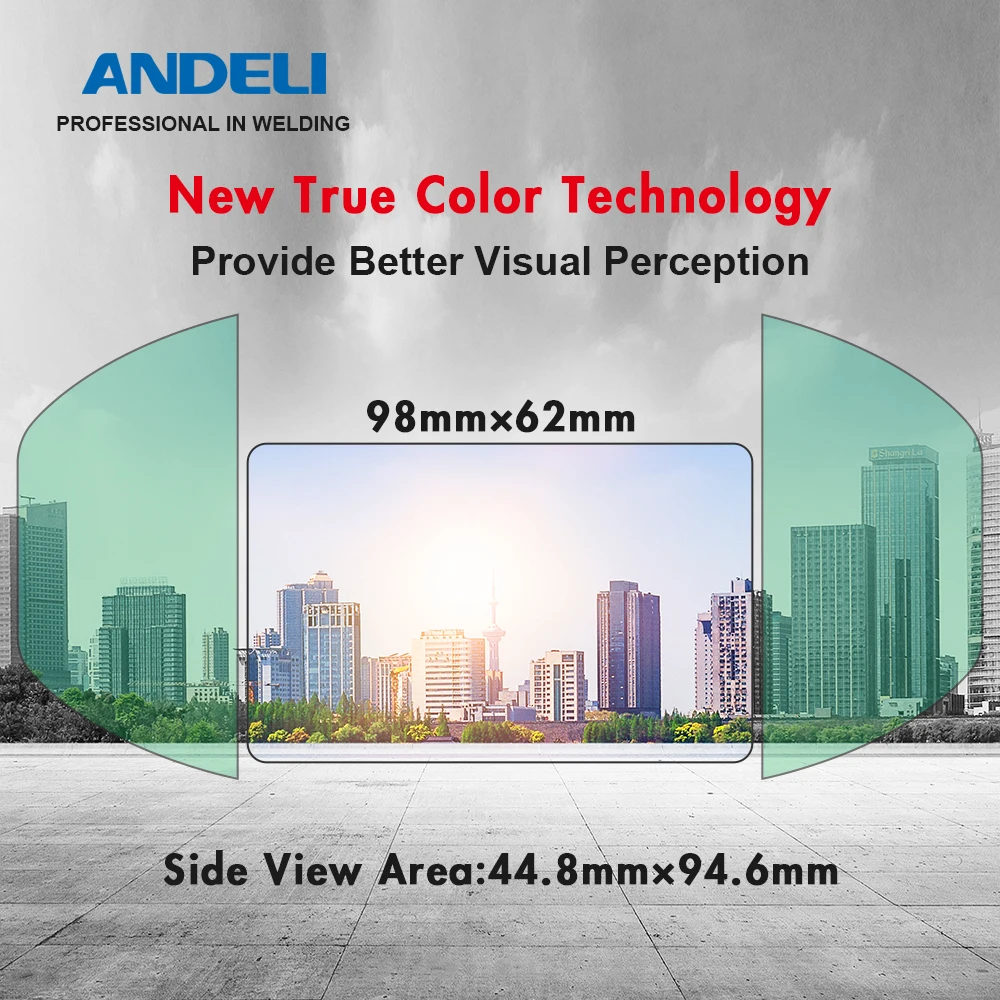 ANDELI قناع لحام كبير للعرض لون حقيقي 4 مستشعر قوس خوذة لحام سواد تلقائي 1/1/1/2 لـ TIG MIG ARC طحن البلازما #5