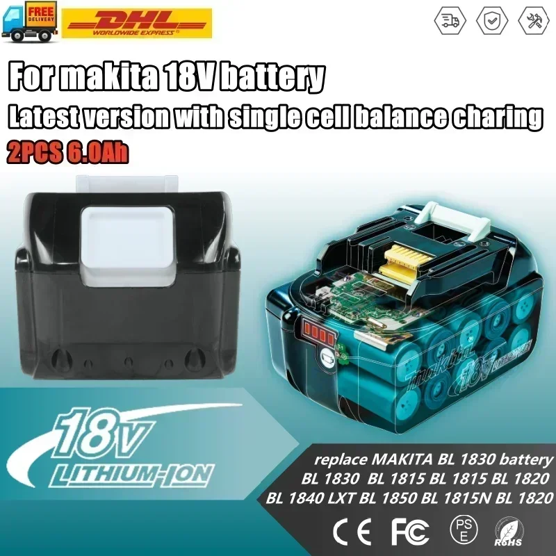 

For Makita 18V 6000mAh Rechargeable Power Tools Battery with LED Li-ion Replacement LXT BL1860B BL1860 BL1850