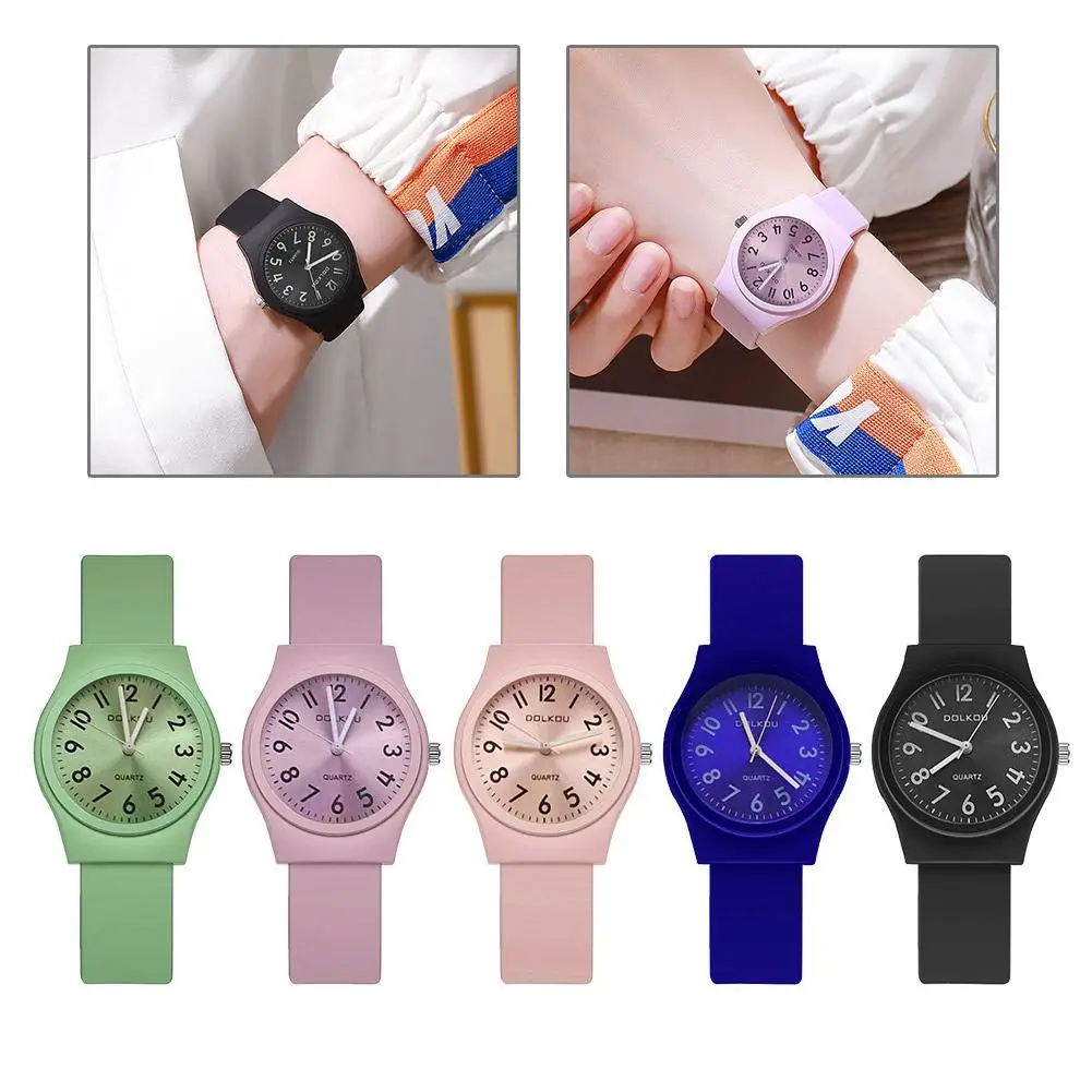 Student Multicolor Quartz Watch Fresh Candy Color Fashion Casual Rough Gem Leather Watch For Junior High School Student