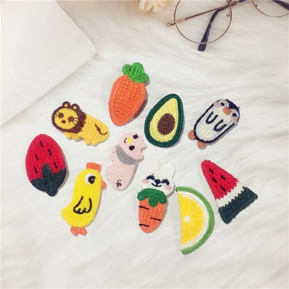 Plush Cartoon Fruit Hairclips para crianças, Franja de bordado colorido, Cute Knitted BB Clip, Acessórios para cabelo