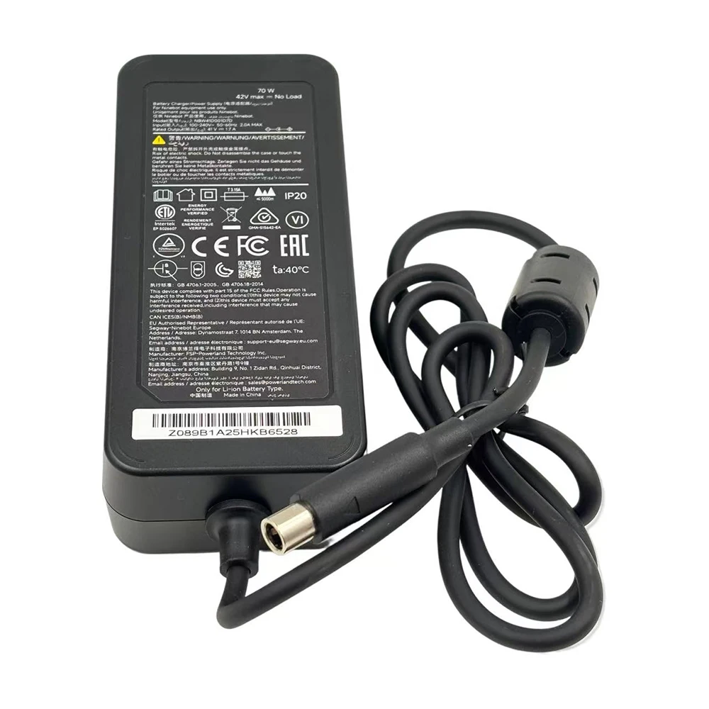 Original 70W Charger for Ninnebots E3 E3 Pro E3 Plus Electric Scooter Kickscooter Battery Power Adapter Charging Accessory