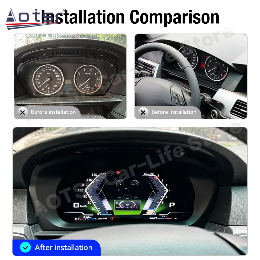 Linux Auto Gauge For BMW 5 Series E60 2006~2010 With CarPlay LCD Dashboard Panel Car Instrument Cluster Modification Display