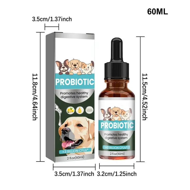 Pet Probiotic Drops 60ml Non-Greasy Mild Digestive Enzyme For Dogs Professional Cat Probiotics Digestive Health Support Additive