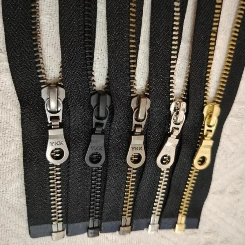 

2pcs/Lot 5# 50 To 80cm Ykk Zipper Metal Vintage Single Open Black Leather Jacket Repair Tailor Sewing Accessories