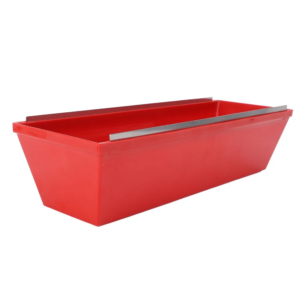 ABS Plastic Drywall Mud Pan Sheared Edges Steel Scraping Bar Mud Pan Bucket 14 Inch Tapered Sides Cement Mixing Tray