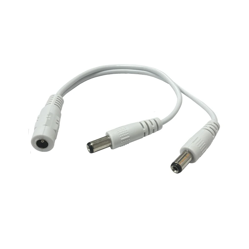 

2-Pack White Y-Splitter Cable, 1-to-2 Way DC Power Barrel Plug 5.5x2.1mm for LED Strip Lights, Extension Connector
