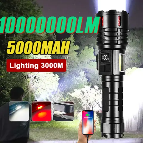 800W 높은 전원 LED 손전등 슈퍼 밝은 3000M 토치 방수 26650 충전식 야외 작업 빛 낚시 캠핑 랜턴