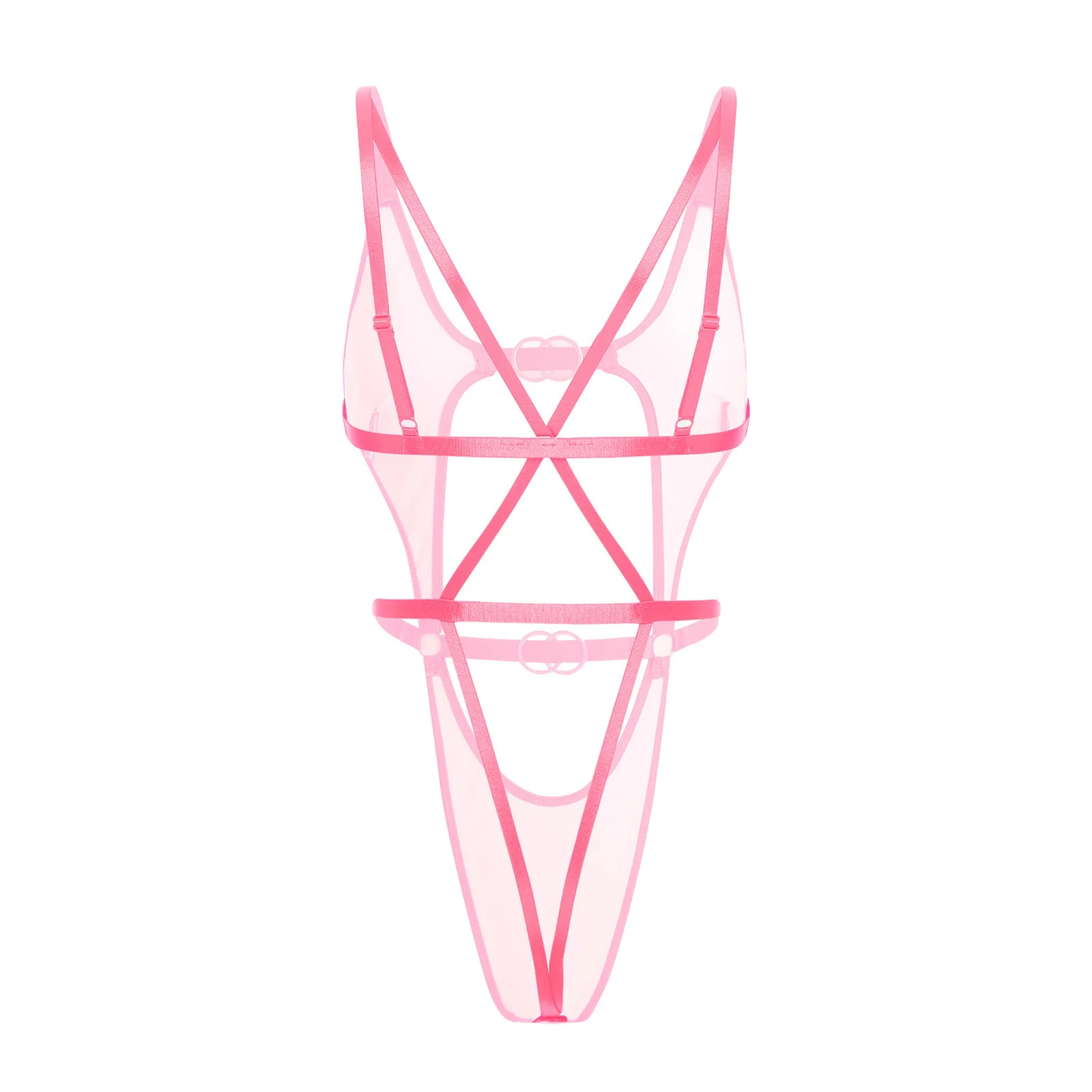 Women's Sissy Hollow Out Tempting Teddies Bodysuit Backless High Cut T-Back Jumpsuit for Couple Erotic Flirting Dirty Nightwear