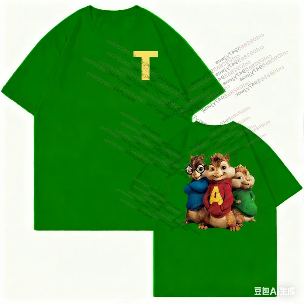 Camiseta roja unisex de Alvin y los Chipmunks, promoción de la película S/P, camiseta gráfica de animación para adultos, camisetas de algodón, 2026