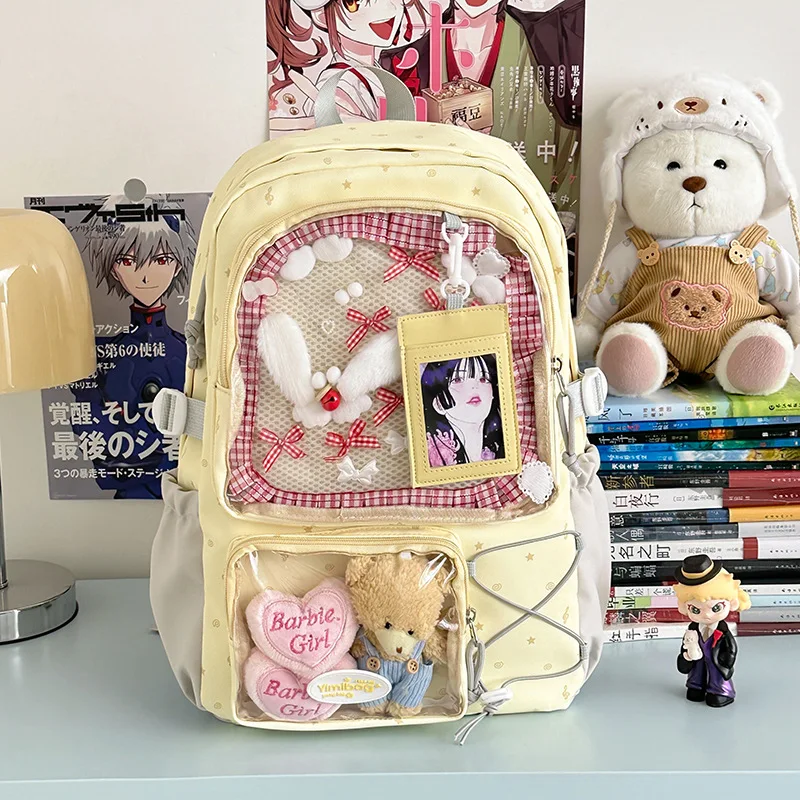 

HAEX Harajuku Women Ita Bags Fashion Large Capacity Clear Window Doll Show Backpacks Female Casual Students Commute Bolso Mujer