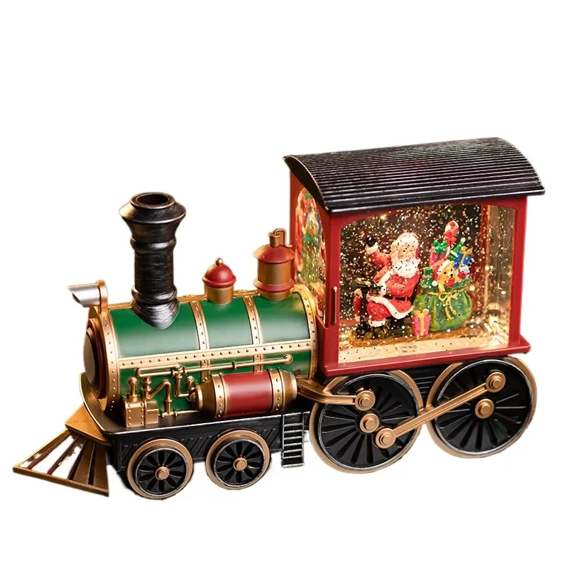 for Santa Claus Train Ornaments Crafts Scene Arrangement Children Gifts Toys Night Lights Accessories