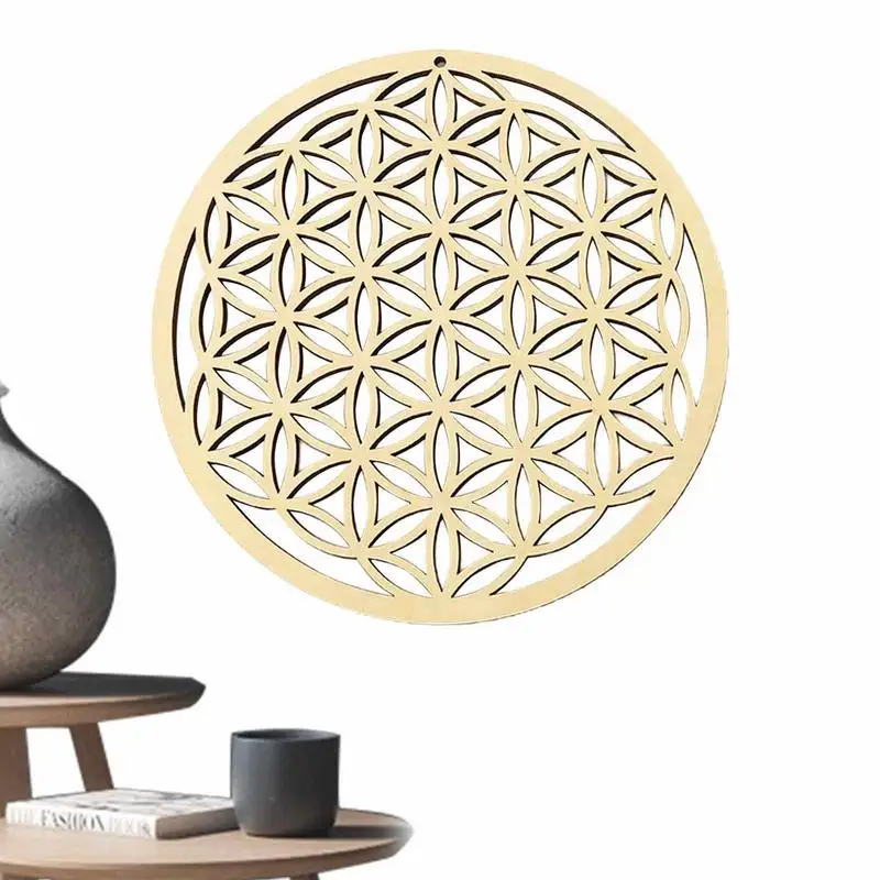 Wooden Flower Of Life Christmas Geometry Ornaments Wood Sign Wall Art Seed Of Life Coaster Home Decor Craft For Meditation