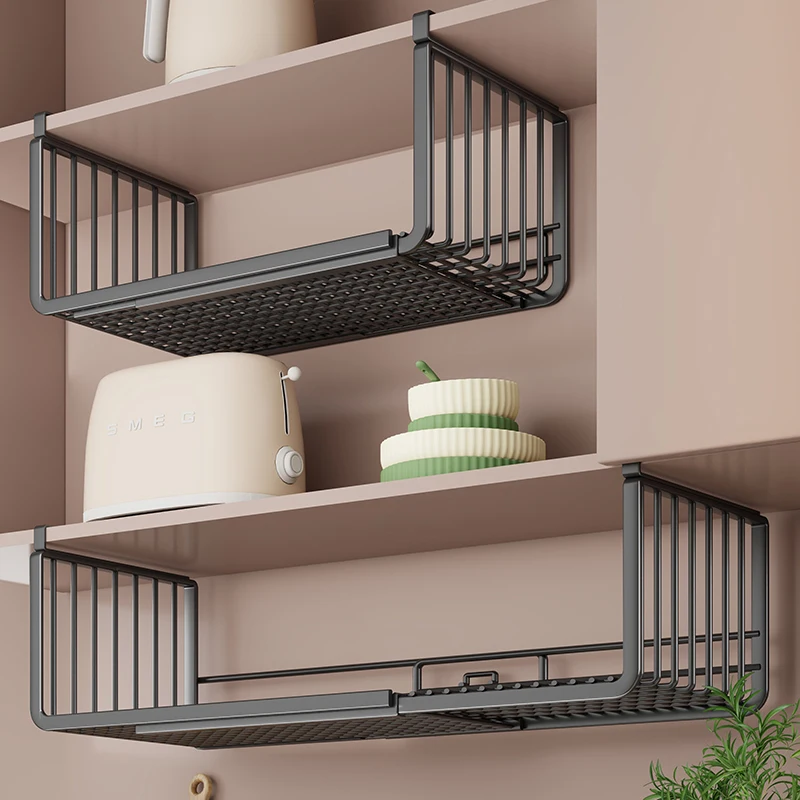 Etagere-de-rangement-de-cuisine-suspendue-reglable-organisateur-d'epices-panier-de-rangement-sous-tiroir-en-metal