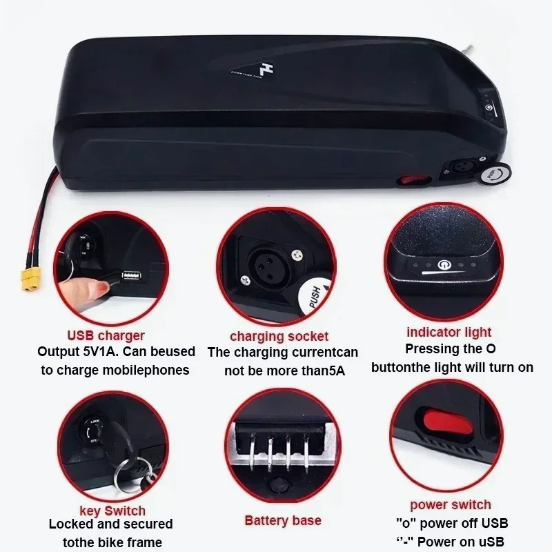 

1-Waterproof Lithium Battery Pack 48V 36V 52V with 40Ah Capacity for 250W-1500W Hailong 18650 Charger Included BMS Protected