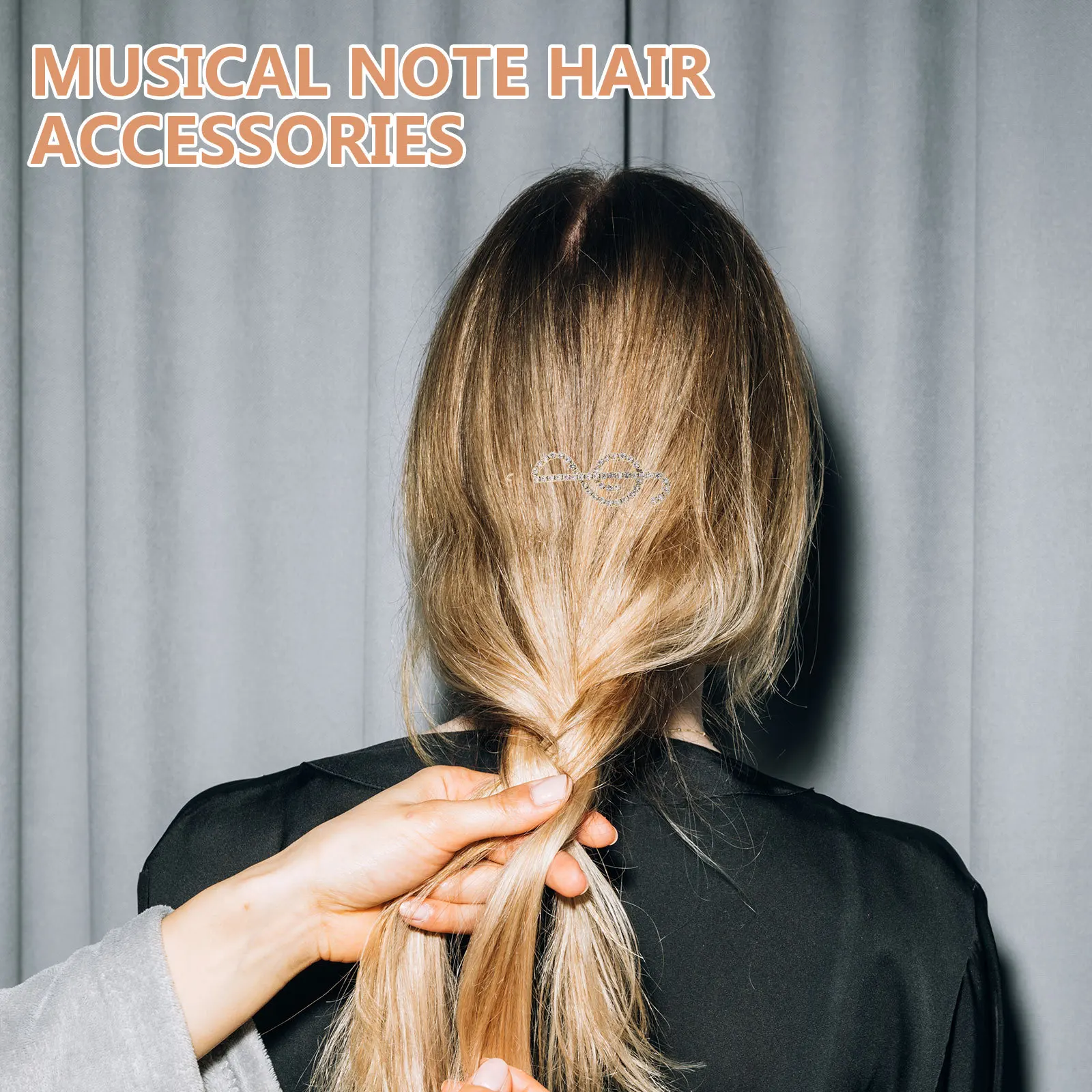 

2Pcs Elegant Rhinestone Music Note Hair Clips Metal Musical Note Barrette Vintage Hair Clips for Women Wedding Party