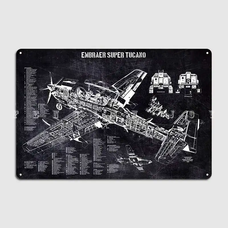 Embraer Super Tucano Metal Sign Club Home Pub Garage Classic Plaques Tin Sign Poster