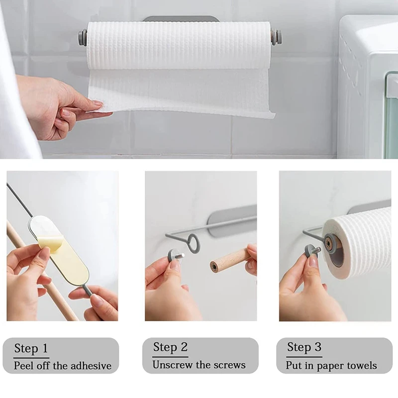 NEW-Paper Towel Towel Rack Wrought Iron Hanger Oil-Absorbing Paper Cling Film Rack Free From Hitting Bathroom Kitchen