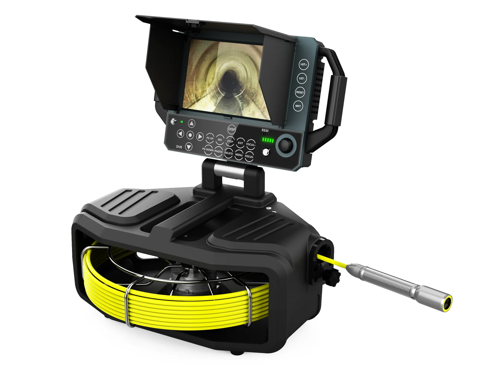 F81 8인치 LCD 디스플레이 30m DN5.5 푸시로드 평면 하수관 검사 카메라