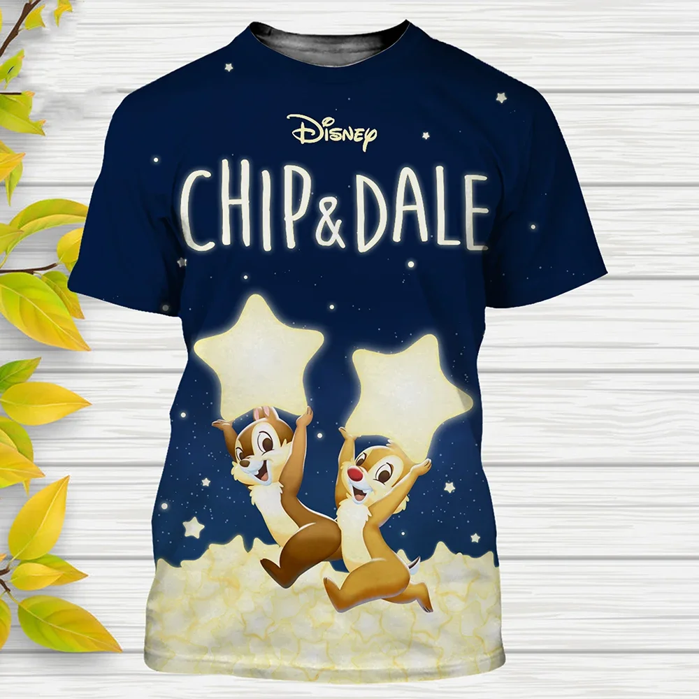 MINISO-T-shirt à Manches Courtes pour Homme et Fille, Vêtement Imprimé en 3D, Dessin Animé Disney, Chip Dale, SLaura, Nouvelle Collection