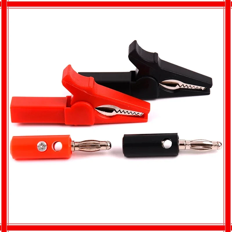 4Pcs/Set 55mm Alligator Clips + Banana Plug - 4mm Test Probe Cable Clips (Red + Black) for StoneGo Test Accessories Automotive
