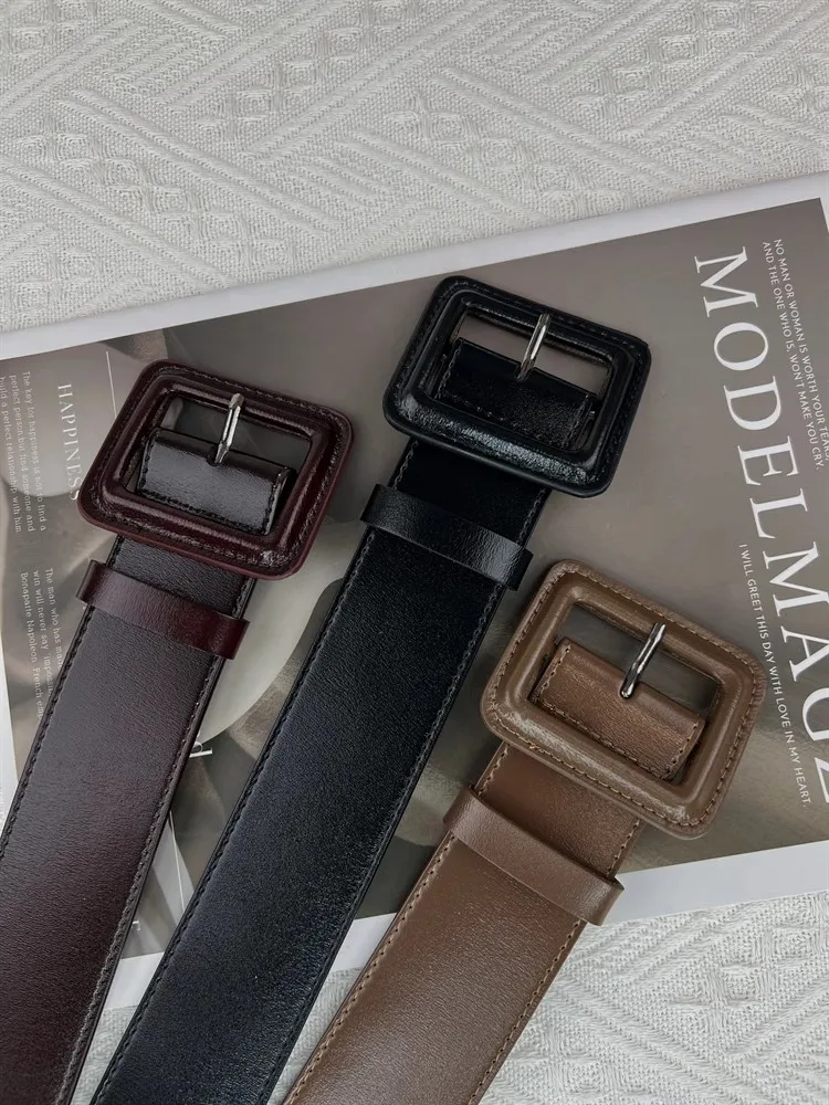 Women's Vintage Genuine Leather Corset Female Cummerbund Coat Waistband Dress Decration Wide Belt J810