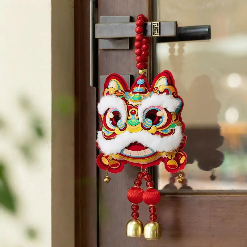 1Pcs 2026 Horse Year Door Pendant Chinese Spring Festival Lion Dance Hanging Ornament New Year DIY Decoration Accessory